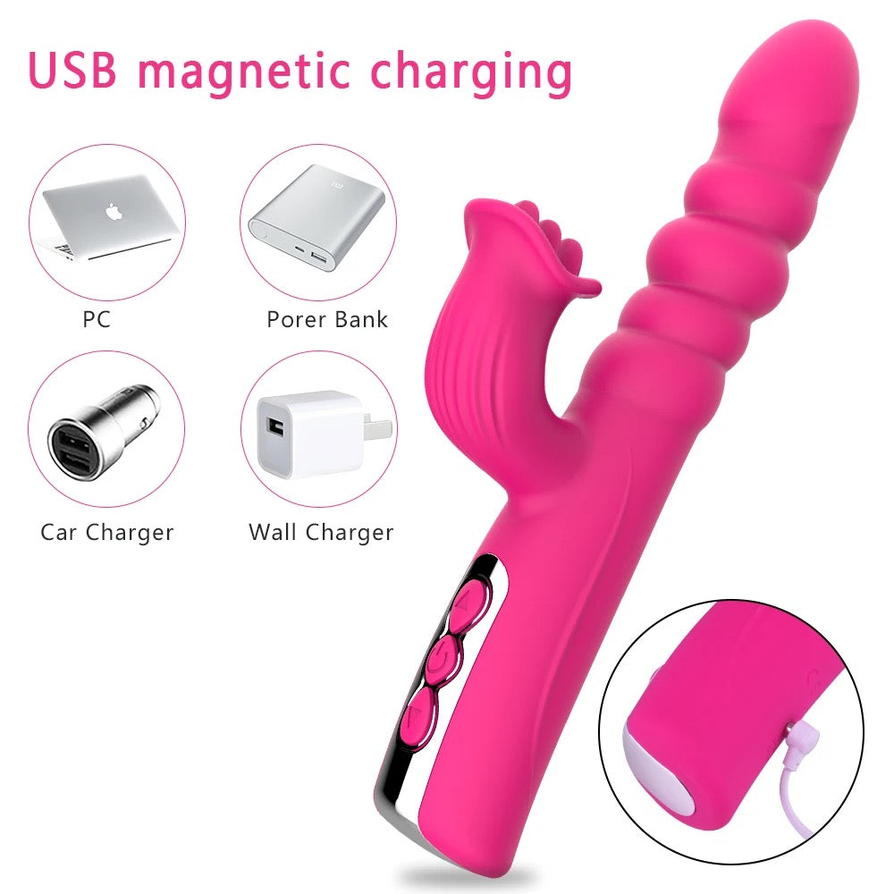 Telescopic rabbit vibrator