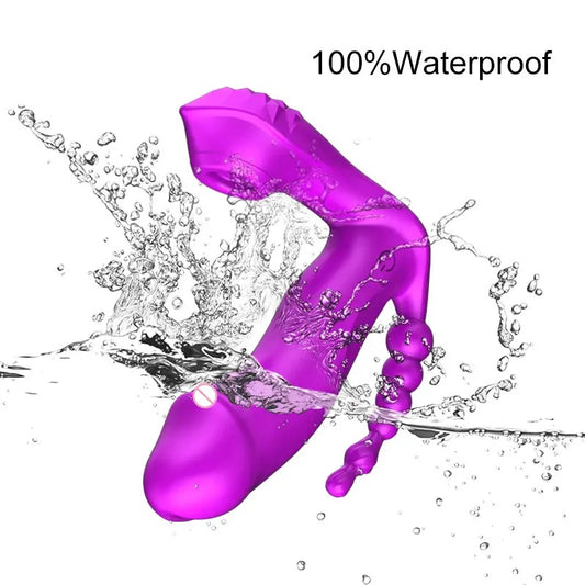 Remote sucking wearable vibrator