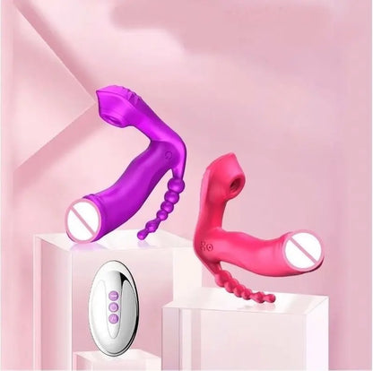 Remote sucking wearable vibrator