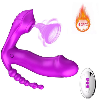 Remote sucking wearable vibrator