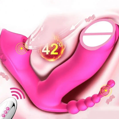 Remote sucking wearable vibrator